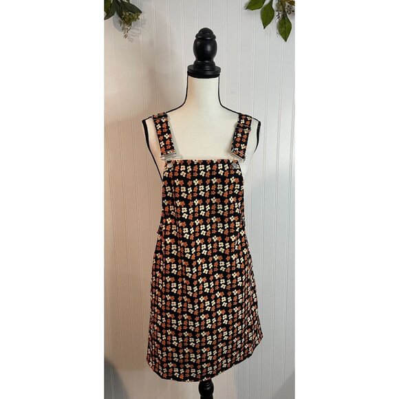 Pink Lily Floral Print Pinafore Dress With Adjustable Straps & Pockets Size S - Picture 6 of 13